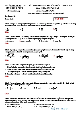 Đề thi THPT Quốc gia môn Vật lý - Mã đề 201